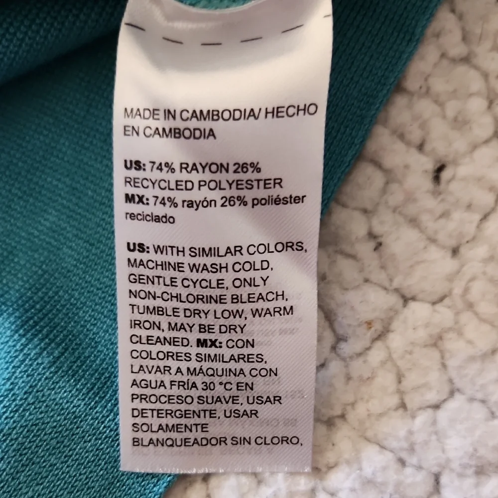 Chico's Teal Sweater Short Sleeve Mock Neck Wide Elbow Sleeves Sz L (2) Soft - Picture 15 of 16